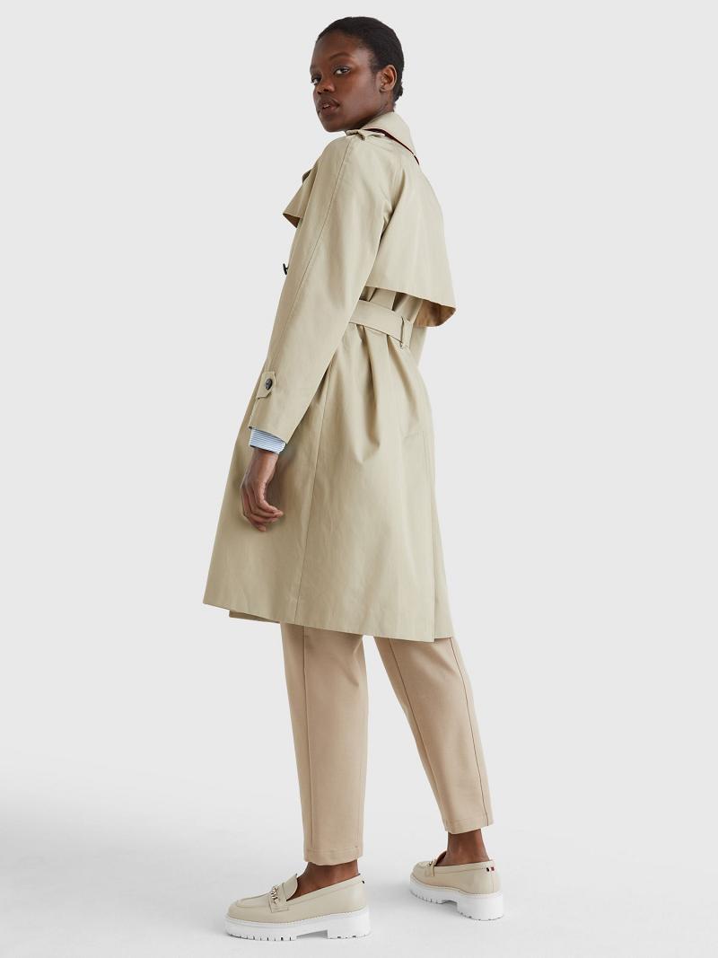 Női Tommy Hilfiger Classic Trench Kabátok Bézs | HU 24GSO